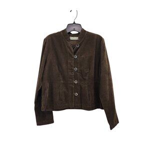 SuZen Women's 100% Linen Vintage Corduroy Button Front Jacket - M